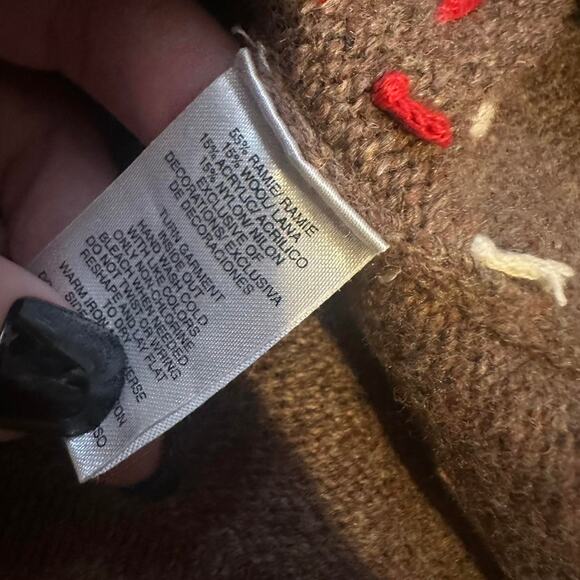 Christmas Vintage brown fleece zip up sweater - Picture 4 of 7